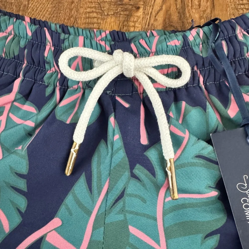 NWT Saltwater Boys Saint Simons Swim Trunks Boys Size 12 Months Navy Palms A‎